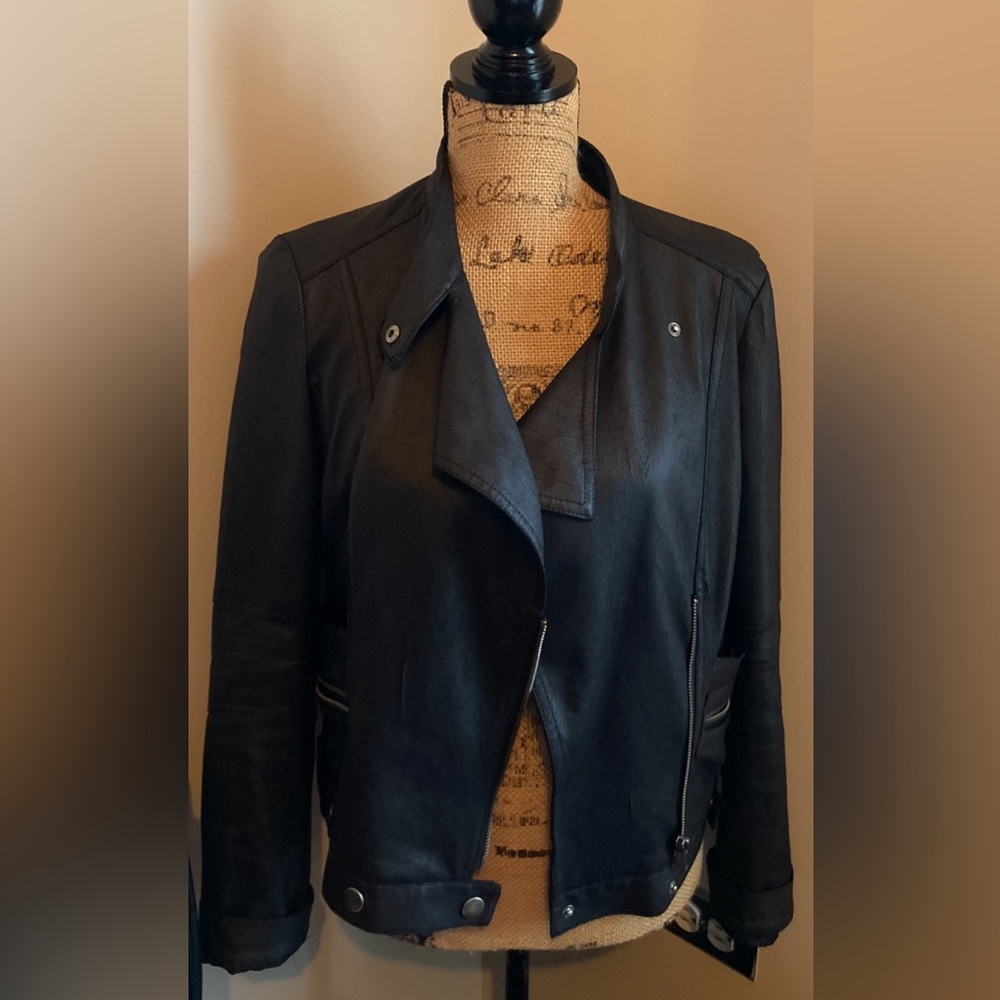 Vera Wang Leather Moto Jacket